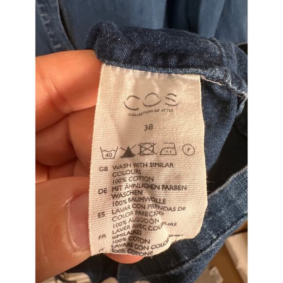 COS Blue Mid Wash Denim Short Tunic Dress Pockets 100% Cotton Size 8 - Picture 9 of 9